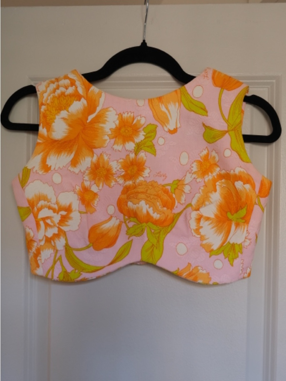 Vintage 1970s The Lilly (now Lilly Pulitzer) Pink and Orange Floral Skirt Set - Picture 4 of 10